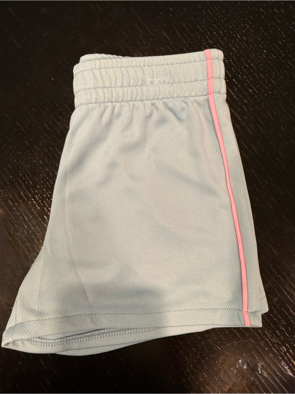 Light Blue Kids Athletic Shorts with Pink Side Trim